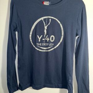 Navy Long Sleeve Y-40 Deep Joy Graphic Tee from Italy.